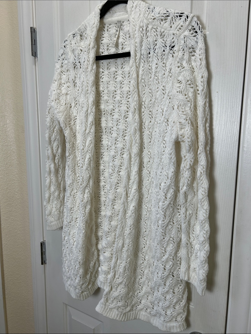 Leo & Nicole White Open Front Pointelle Crochet Knit Cardigan Sweater XXL - Picture 3 of 9